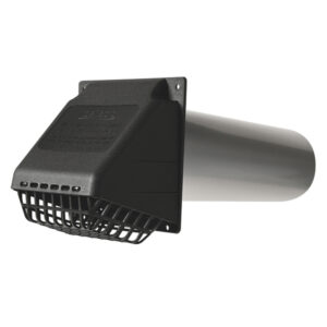 Deflecto RVHABLK4 4-In. Wide-Mouth Dryer Vent Hood Kit with Damper, Detachable Bird Guard, Collar, and Aluminum Pipe, RVHABLK4