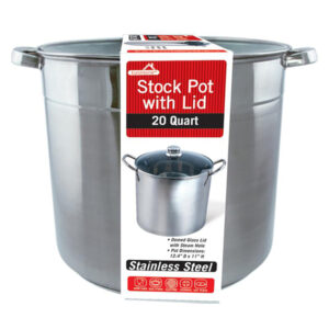 EuroHome 3020 20-Qt. Stainless Steel Stock Pot with Glass Lid