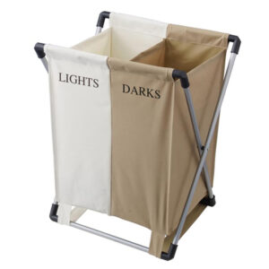 EuroHome EW229 Canvas Double Laundry Bin for Lights and Darks