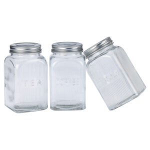 EuroHome EW65074 Coffee, Tea, and Sugar Glass Canister 3-Piece Set