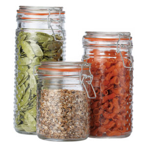 EuroHome EW65075 Glass Canister with Gasket 3-Piece Set