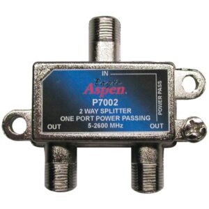 Eagle Aspen 500308 2-Way 2,600-MHz Coaxial Splitter with 1-Port Power Passing