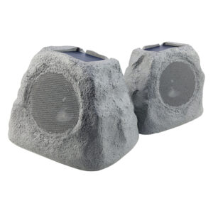 Gemini GHRK-500LTMS-PR GHRK-500LTMS Solar Bluetooth TWS 30-Watt-Peak Outdoor Rock Speaker with LED Lighting (2 Pack)