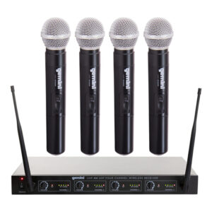 Gemini UHF-04M-S1234 UHF-04M-S1234 UHF 4-Channel Wireless Microphone System with 4 Handheld Microphones and Receiver