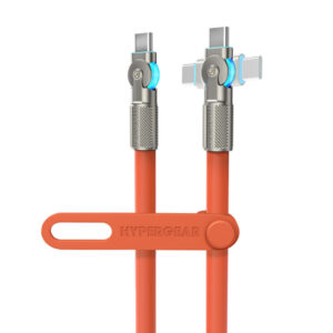 HyperGear 16234 USB-C to USB-C Fast Charge and Sync Chunky180deg Rugged Cable (12 Ft.; Orange)