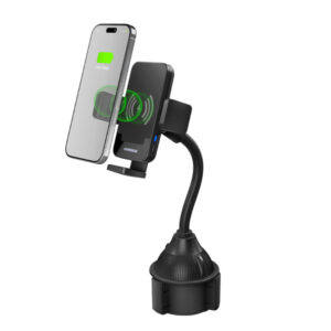 HyperGear 16461 15-Watt EZ Grip Wireless Charging Car Mount with Flexible Cup-Holder Base with 3-Ft. USB-C Power Cable