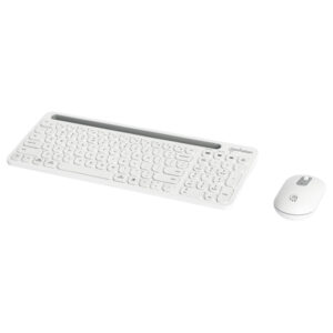 Manhattan 180580 Dual-Mode Multipoint Wireless USB Standard Keyboard and Mouse Combo Set, White