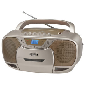JENSEN CD-590-C CD-590 3-Watt Portable Stereo CD and Cassette Player/Recorder with AM/FM Radio and Bluetooth (Champagne Gold)