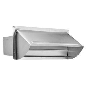 Lambro 1060 3.25-In. x 10 in. 22-Gauge Aluminum Wall Exhaust Hood Vent with Spring Gasketed Damper and 5-In. Tail, 1060
