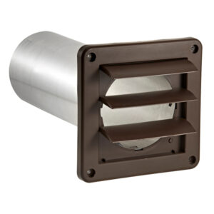 Lambro 267B-B 4-In. Plastic Wall Exhaust Louvered Dryer Vent with 11-In. Pipe, No Interior Trim Plate (Brown)
