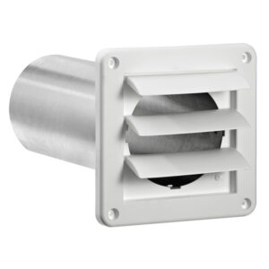 Lambro 267W-B 4-In. Plastic Wall Exhaust Louvered Dryer Vent with 11-In. Pipe, No Interior Trim Plate (White)