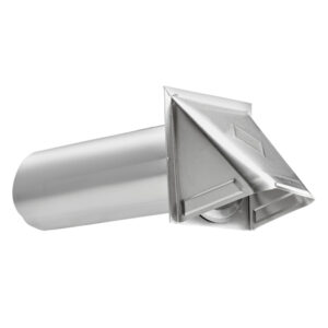 Lambro 3440 4-In. Aluminum Wall Exhaust Hood Vent with Damper and 11-In. Pipe, No Interior Trim Plate, 3440