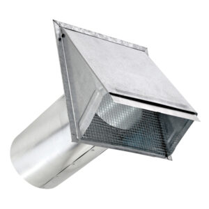 Lambro 3460GMS-11 6-In. 26-Gauge Galvanized Steel Wall Exhaust Hood Bath Fan Vent with Damper, Wire Mesh Screen, and 11-In. Pipe, 3460GMS-11