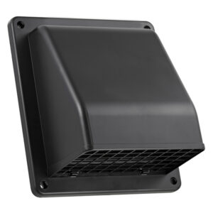 Lambro 3510BL 6-In. Plastic Wall Exhaust or Air Intake Vent with Hinged Screen, Removable Damper, and 1.25-In. Collar, 3510 (Black)