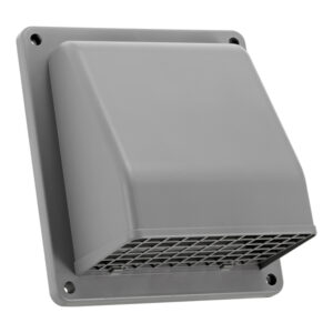 Lambro 3510G 6-In. Plastic Wall Exhaust or Air Intake Vent with Hinged Screen, Removable Damper, and 1.25-In. Collar, 3510 (Gray)