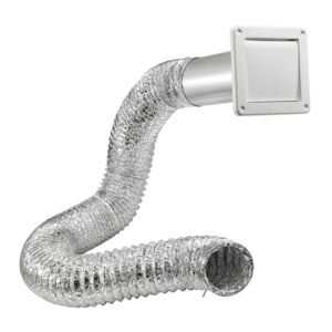 Lambro 481UL 4-In. Bath Fan Exhaust Through-the-Wall Vent Kit with Single Flap Vent, 8-Ft. UL 181 Foil Flex Duct, and 11-In. Aluminum Snap-Lock Tail Pipe, 481UL