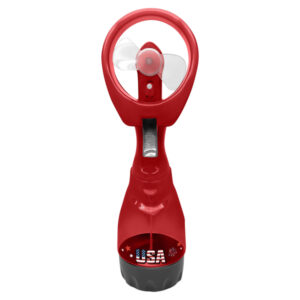 Celebrate 250 250F150R Portable Misting Fan with Soft-Flex Blades, 1 Speed, Ice-Capable Water Reservoir, Quiet, Battery Operated (Red)