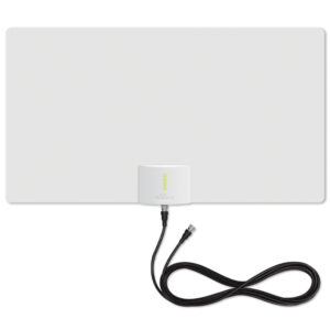 Mohu MH-110160BB Leaf Supreme PRO Paper-Thin Indoor TV Antenna, Amplified, UHF VHF, 65-Mile Range, Multi-Directional - with 12-Ft. Cable, Signal Indicator