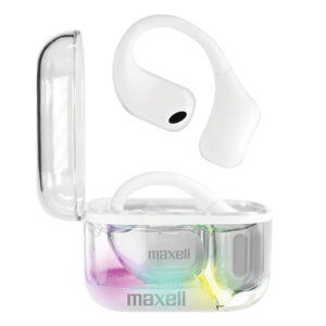 Maxell 197301 OHS Pro Bluetooth Open-Ear Earhooks with Mics and Light-up Charging Case, Secure and Comfortable Fit, up to 18 Hours of Play Time