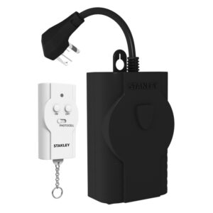 STANLEY W31184 2-AC Outlet Outdoor Grounded Power Hub with Remote Transmitter, 31184