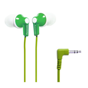 Panasonic RP-HJE120-G ErgoFit Wired In-Ear Earbud Headphones with Right-Angle 3.5-mm Connector, RP-HJE120 (Green)