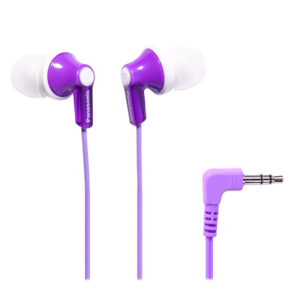 Panasonic RP-HJE120-V ErgoFit Wired In-Ear Earbud Headphones with Right-Angle 3.5-mm Connector, RP-HJE120 (Purple)
