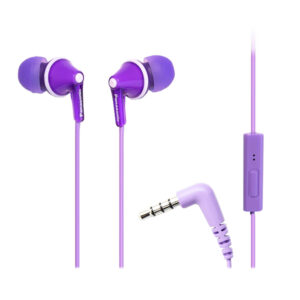 Panasonic RP-TCM125-V ErgoFit Wired In-Ear Earbud Headphones with In-Line Mic/Call Remote and Right-Angle 3.5-mm TRRS Connector, RP-TCM125 (Purple)
