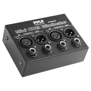 Pyle PHE400 2-Channel Mini 60-Hz AC Hum Eliminator Box with XLR and TRS Inputs/Outputs, PHE400