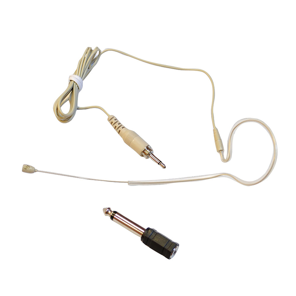 Pyle PMEM1 Wired Single Over-Ear Head-worn Boom Microphone Headset with Windscreens and 1/4-In. Adapter, Omnidirectional, 3.9-Ft. Cable, PMEM1