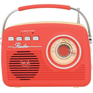 Supersonic SC-1201BT-Red Retro Portable AM/FM Radio with Bluetooth, SC-1201 (Red)
