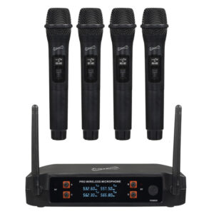 Supersonic SC-909 4-Channel 2.4-GHz Wireless Microphone System with 4 Handheld Microphones and Receiver, SC-909