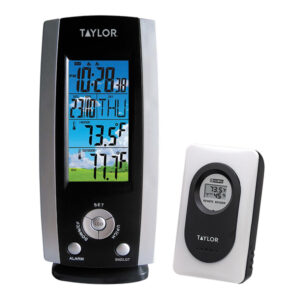 Taylor Precision Products 1512 Battery-Powered Wireless 3-Channel Digital Weather Station Thermometer and Clock with Wireless Remote Sensor