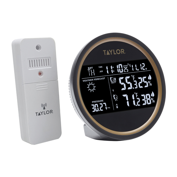 Taylor Precision Products 5282011 Battery-Powered Wireless 3-Channel Digital Weather Forecaster and Clock with Wireless Remote Sensor