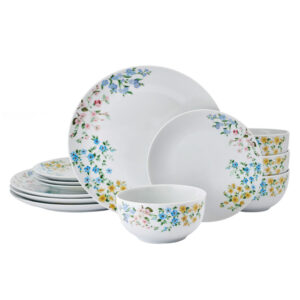 Studio Nova 5323459 12-Piece Porcelain Dinnerware Set, Fiona Floral Pattern
