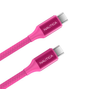 Nautica UCCCB17-09-04 USB-C to USB-C Charge and Sync Turan 60-Watt Fast Charge Cable, 4 Ft, 3 Pack, CB530 (Pink)