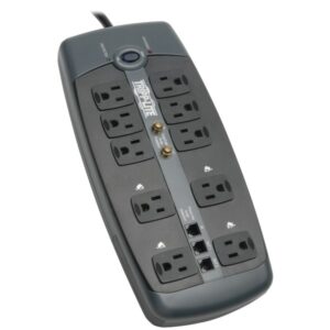 Tripp Lite by Eaton TLP1008TELTV 10-AC Outlet, Telco, and Coax 3,345 Joules Protect It! Surge Protector Power Strip, 8-Ft. Cord with Right-Angle Plug
