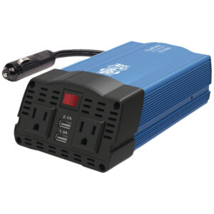 Tripp Lite by Eaton PV375USB 2-AC Outlet and 2-USB Port 375-Continuous-Watt PowerVerter Power Inverter with 12-Volt Adapter Cord and Battery Clips, PV375USB