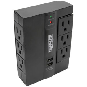 Tripp Lite by Eaton SWIVEL6USB 3-AC Swiveling Outlet, 3-AC Fixed Outlet, and 2-USB Port 1,200-Joules Surge Protector Wall Tap, SWIVEL6USB
