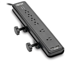 Tripp Lite by Eaton TLP606DMUSB 6-AC Outlet and 2-USB Port 2,100-Joules Protect It! Surge Protector Power Strip with Clamps, 6-Ft. Cord, TLP606DMUSB