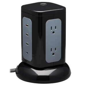 Tripp Lite by Eaton TLP606UCTOWER 6-AC Outlet and 4-USB Port 1,800-Joules Protect It! Surge Protector Tower, 8-Ft. Braided Cord, TLP606UCTOWER