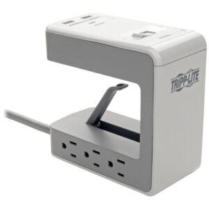 Tripp Lite by Eaton TLP648USBC 6-AC Outlet and 3-USB Port 1,080-Joules Protect It! Surge Protector Desk Clamp, 8-Ft. Pivoting Cord, TLP648USBC