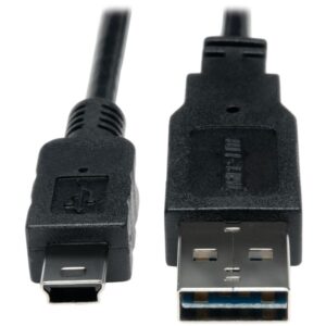 Tripp Lite by Eaton UR030-003 USB 2.0 Universal Device Cable, Reversible A Male/5-Pin Mini B Male, 3 Ft., Black, UR030-003