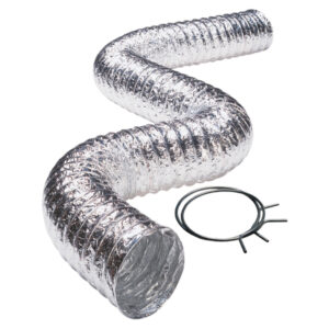 Deflecto FLXC0405 3-Ply 4-In. Class 1 Flexible Aluminum Duct with Spring Clamps (5 Ft.)