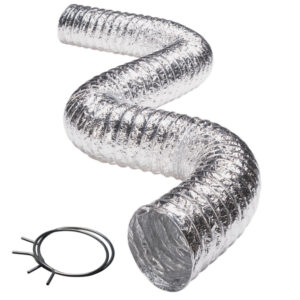 Deflecto FLXC0408 3-Ply 4-In. Class 1 Flexible Aluminum Duct with Spring Clamps (8 Ft.)