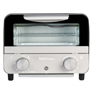 Betty Crocker BC-5629S 7-L Mini Toaster Oven/Compact Countertop Oven, 750 Watts, with Timer, Baking Tray, and Rack, BC-5629 (Gray)