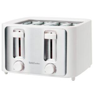 Betty Crocker BC-5635W 4-Slice 1,500-Watt Toaster with Variable Shade Control Dials, High Lift, Centering Guides, Crumb Tray, Cord Wrap, BC-5635W