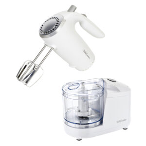 Betty Crocker BC-7222W 2-Piece Kitchen Appliance Combo with 5-Speed 150-Watt Hand Mixer and 1.5-Cup 100-Watt Food Chopper, BC-7222W