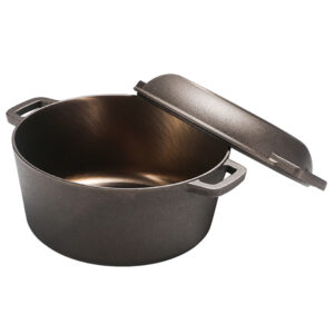 BLACK+DECKER BDK202BR 5-Qt. Cast-Iron Dutch Oven with 10.25-In. Skillet Lid, Pre-Seasoned, Bronze Finish with Polished Interior, BDK202BR