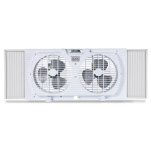 BLACK+DECKER BFW9M BFW9M 9-In. 2-Speed Twin Window Fan with Adjustable Side Panels, White