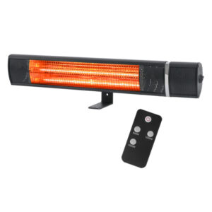 BLACK+DECKER BHOW03R Wall-Mount Outdoor Patio Electric Infrared Halogen Heater, 1,500/1,000/500 Watts, 5,119 BTUs, Adjustable Tilt, Remote, 5.9-Ft. Cord
